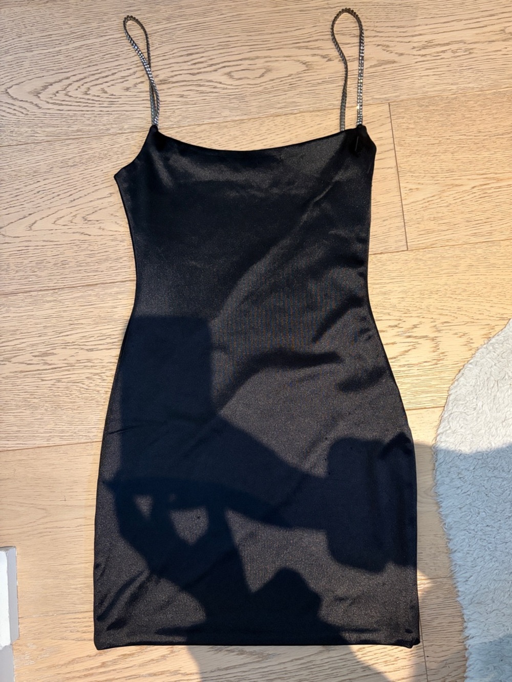 Meshki Black Mini Slip Dress with Chain Straps